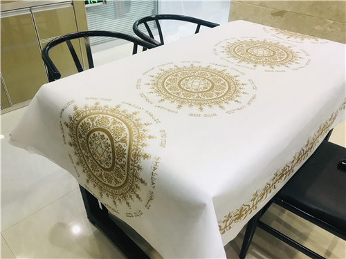 Gold/silver printed non woven tablecloth