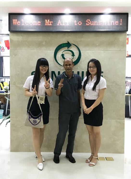 Welcome Mr.Ali to visit our Sunshine factory 